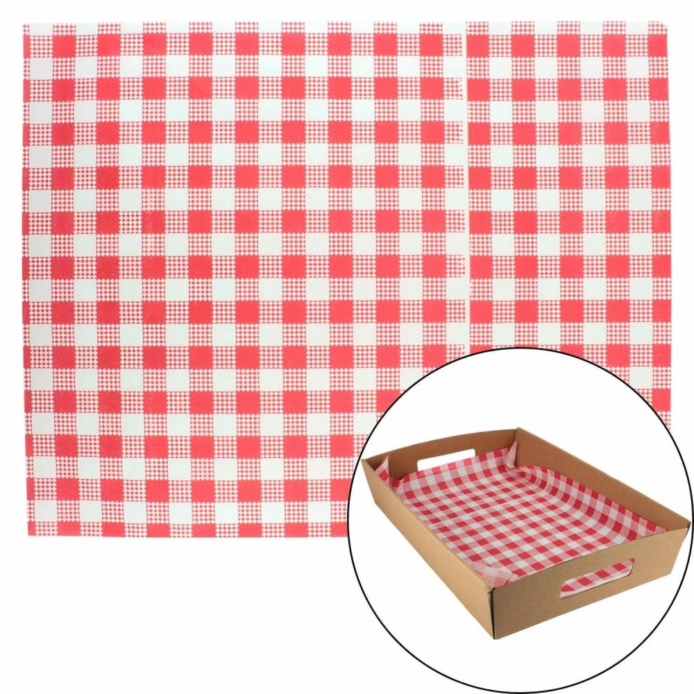 Kitchen Accessories | Red Gingham Printed Grease Proof Paper 33Cm X 40Cm (200 Sheets) Catering & Kitchen Kitchen Accessories