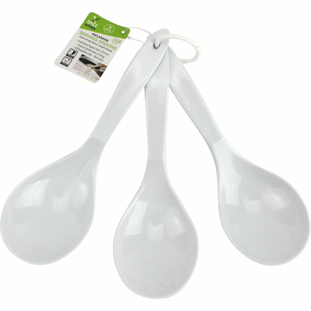 Kitchen Accessories | White Melamine Serving Spoons (Set Of 3) Catering & Kitchen Cutlery & Utensils