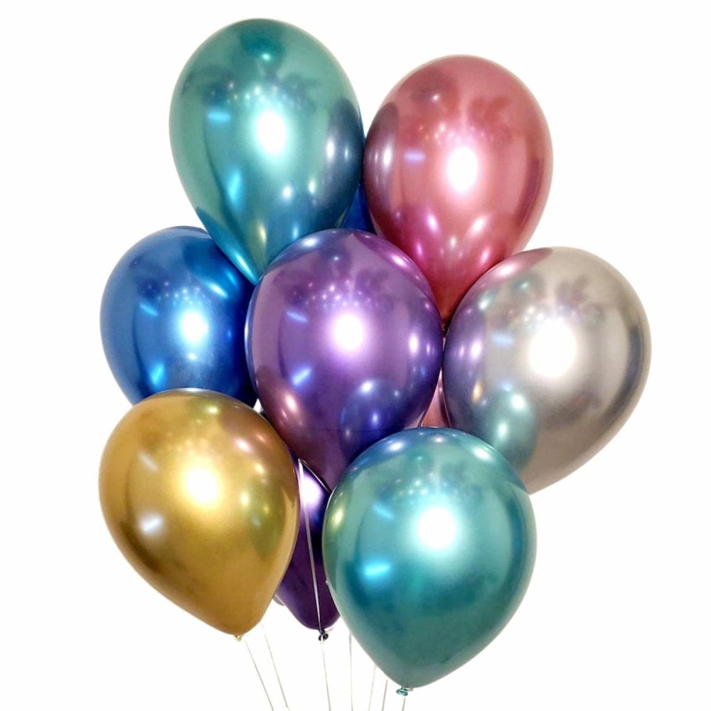 Latex Balloons | Assorted Chrome Balloons 30Cm Round (Pack Of 12) Balloons Latex Balloons