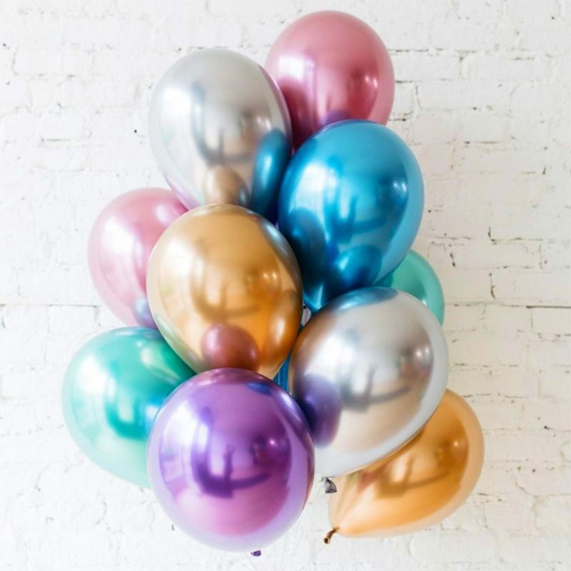 Latex Balloons | Assorted Chrome Balloons 30Cm Round (Pack Of 12) Balloons Latex Balloons