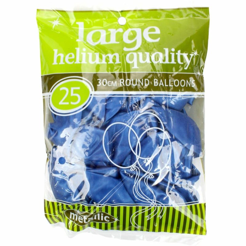 Latex Balloons | Metallic Blue Latex Balloons 30Cm Round (Pack Of 25) Balloons Latex Balloons