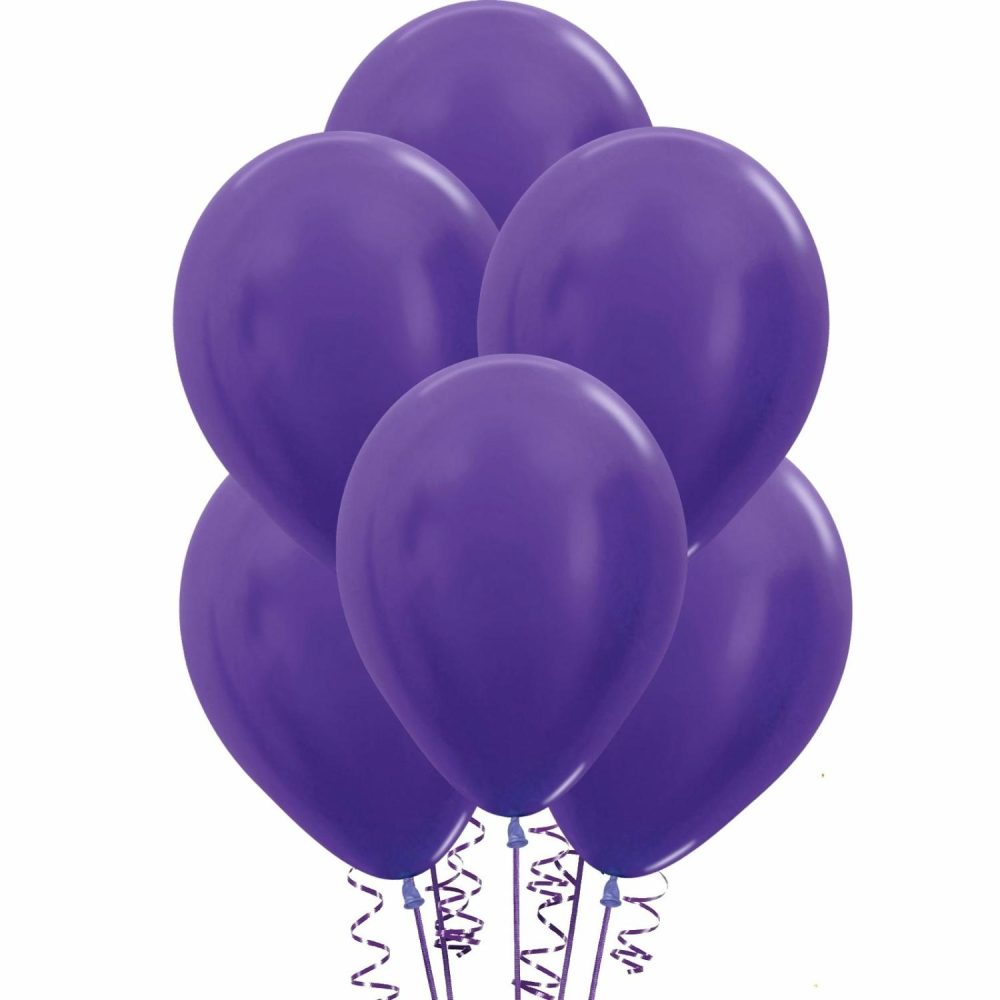 Latex Balloons | Metallic Purple Latex Balloons 30Cm Round (Pack Of 25) Balloons Latex Balloons