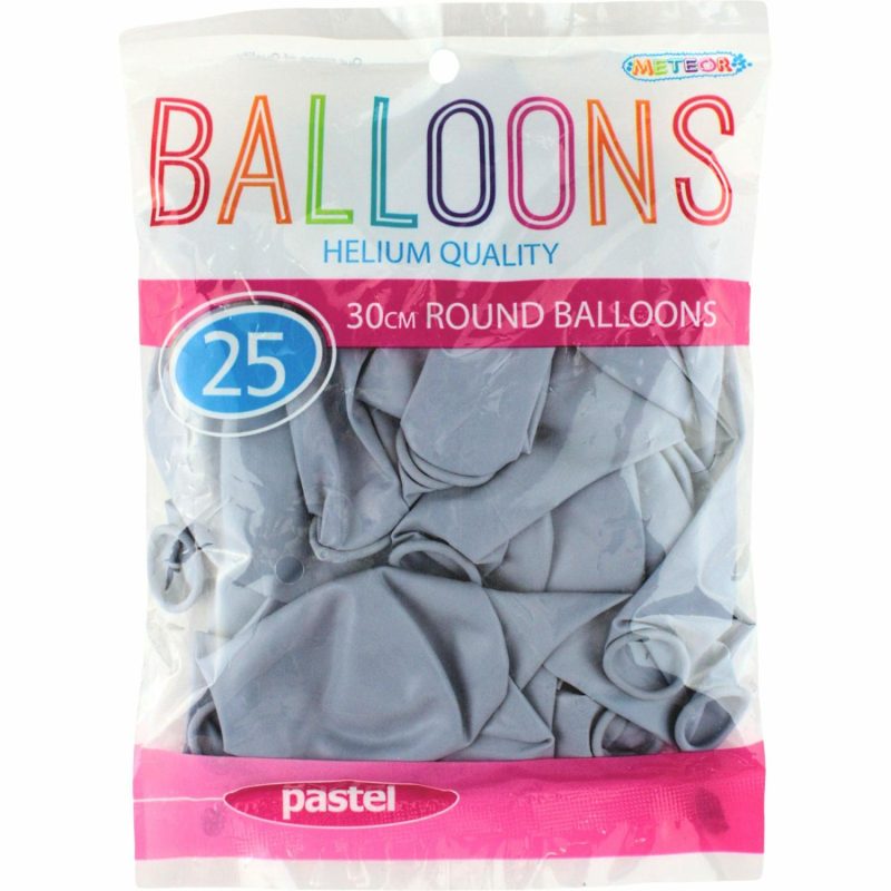 Latex Balloons | Pastel Macaron Grey Latex Round Balloons 30Cm (Pack Of 25) Balloons Latex Balloons