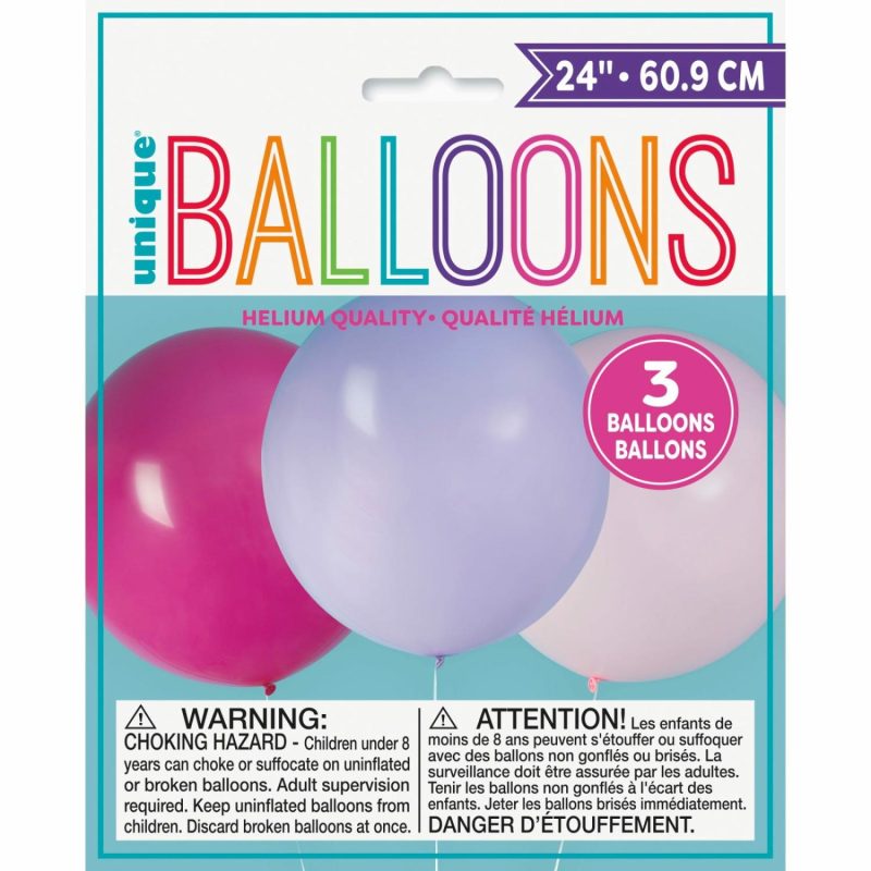 Latex Balloons | Pastel Pink & Purple Round Balloons 60Cm (Pack Of 3) Balloons Latex Balloons