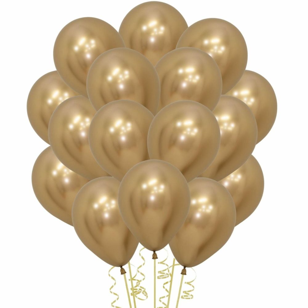 Latex Balloons | Reflex Gold Latex Small 12Cm Balloons (Pack Of 50) Balloons Latex Balloons