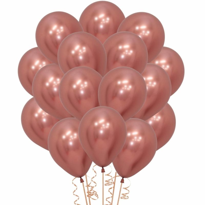 Latex Balloons | Reflex Rose Gold Latex Small 12Cm Balloons (Pack Of 50) Balloons Latex Balloons