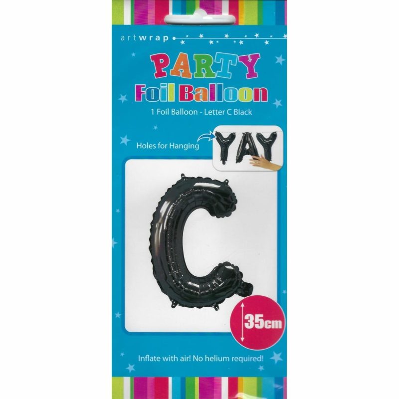 Letters & Numbers | Black Letter C Foil Air Fill Balloon 35Cm Balloons Letters & Numbers