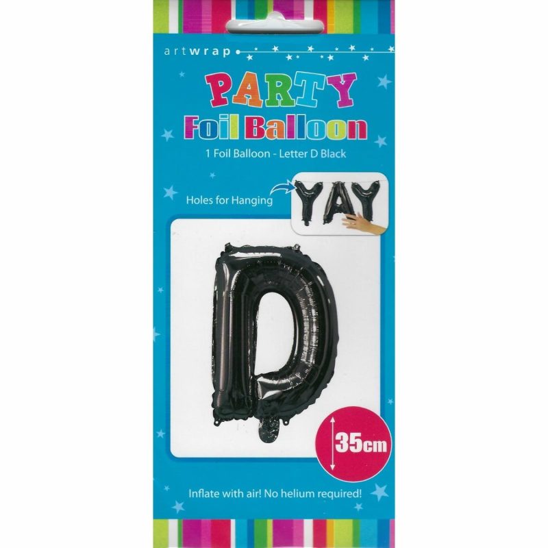 Letters & Numbers | Black Letter D Foil Air Fill Balloon 35Cm Balloons Letters & Numbers