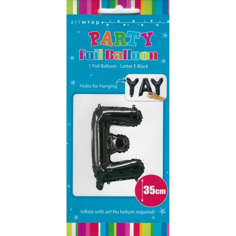 Letters & Numbers | Black Letter E Foil Air Fill Balloon 35Cm Balloons Letters & Numbers