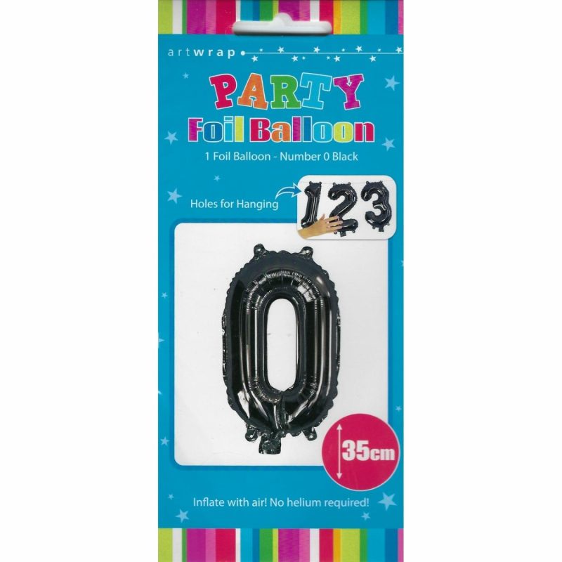 Letters & Numbers | Black Number 0 Foil Air Fill Balloon 35Cm Balloons Letters & Numbers