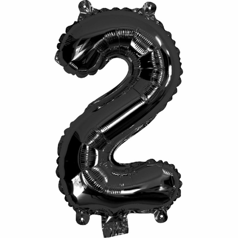 Letters & Numbers | Black Number 2 Foil Air Fill Balloon 35Cm Balloons Letters & Numbers