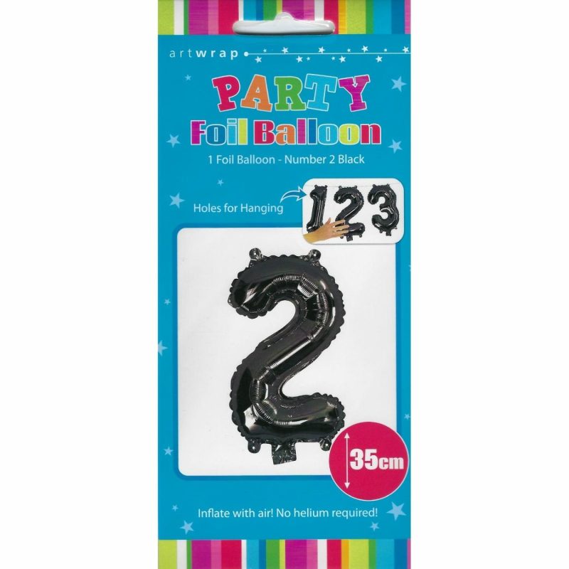 Letters & Numbers | Black Number 2 Foil Air Fill Balloon 35Cm Balloons Letters & Numbers