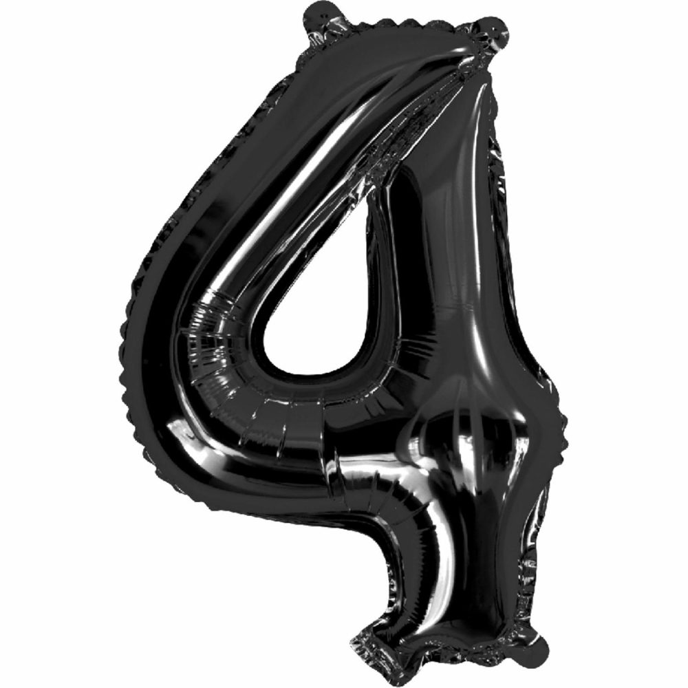 Letters & Numbers | Black Number 4 Foil Air Fill Balloon 35Cm Balloons Letters & Numbers