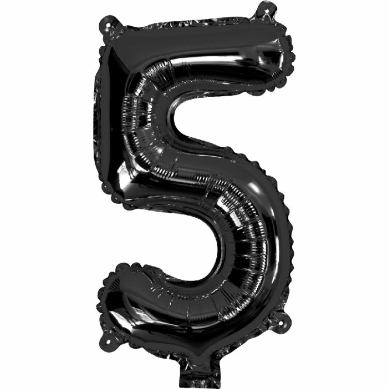 Letters & Numbers | Black Number 5 Foil Air Fill Balloon 35Cm Balloons Letters & Numbers