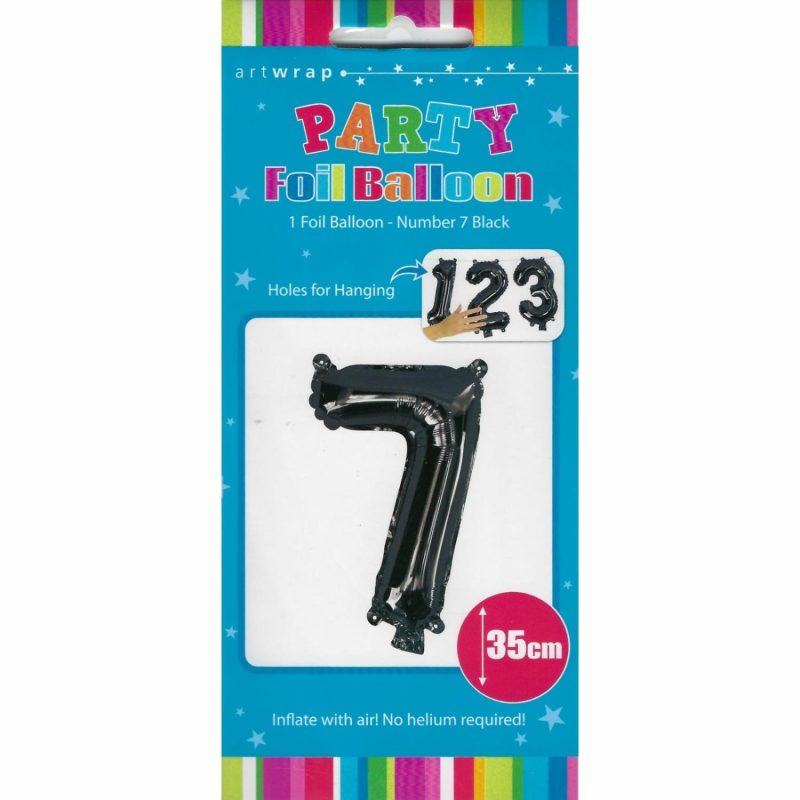 Letters & Numbers | Black Number 7 Foil Air Fill Balloon 35Cm Balloons Letters & Numbers