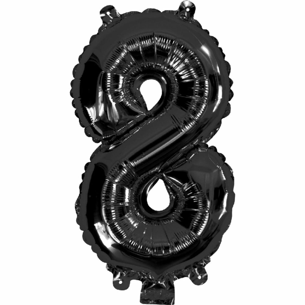 Letters & Numbers | Black Number 8 Foil Air Fill Balloon 35Cm Balloons Letters & Numbers