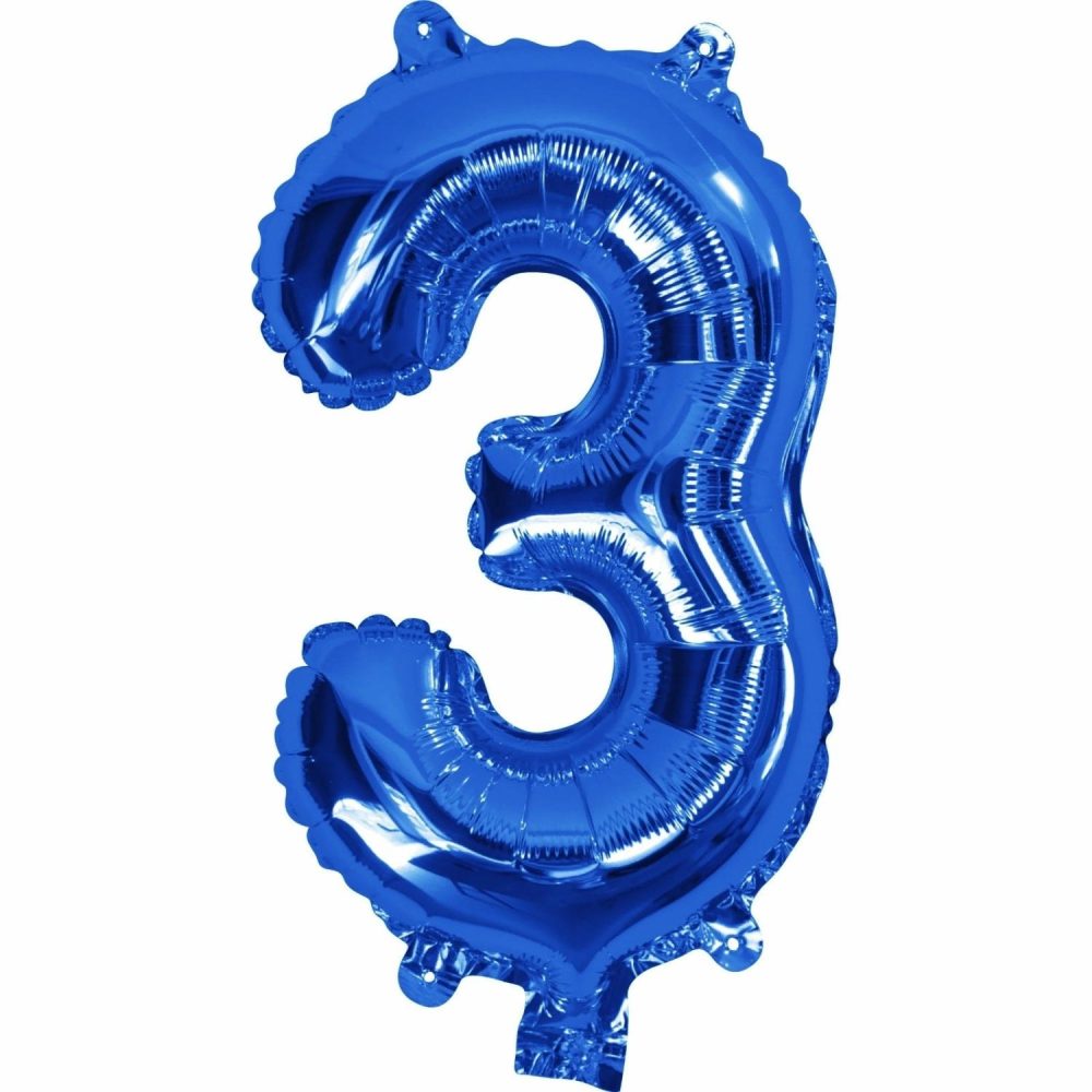 Letters & Numbers | Blue Number 3 Foil Air Fill Balloon 35Cm Balloons Letters & Numbers