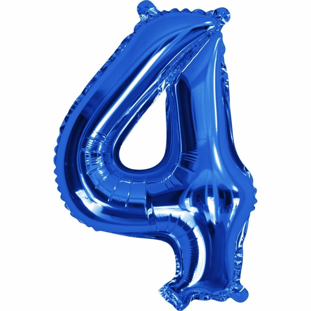 Letters & Numbers | Blue Number 4 Foil Air Fill Balloon 35Cm Balloons Letters & Numbers