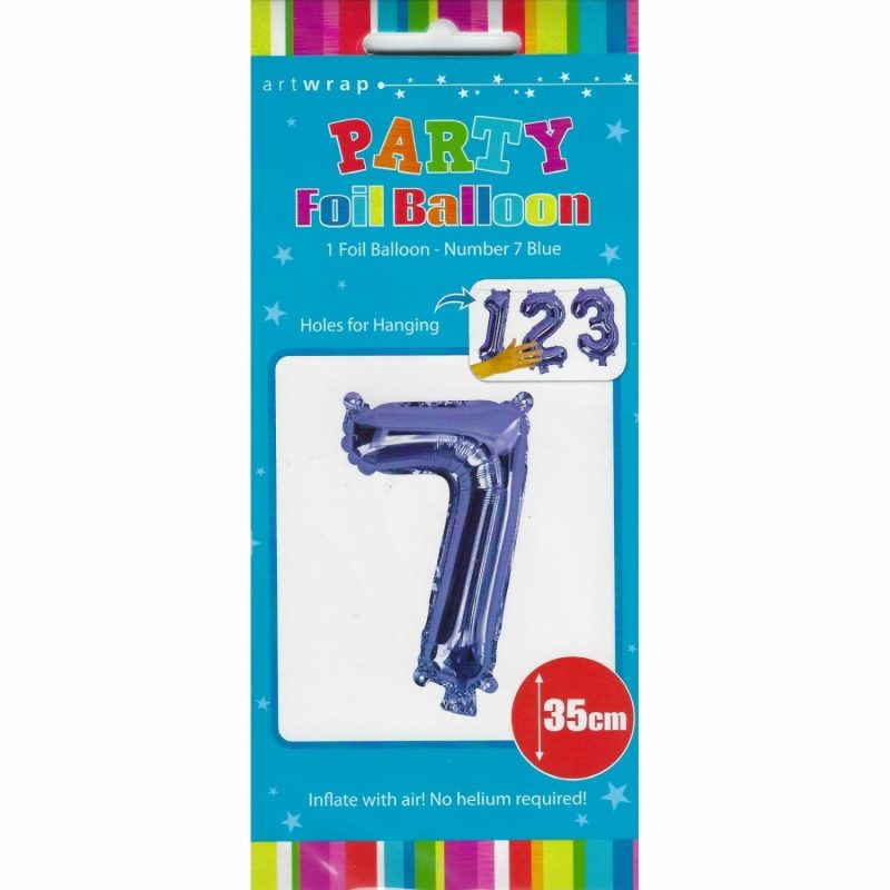 Letters & Numbers | Blue Number 7 Foil Air Fill Balloon 35Cm Balloons Letters & Numbers