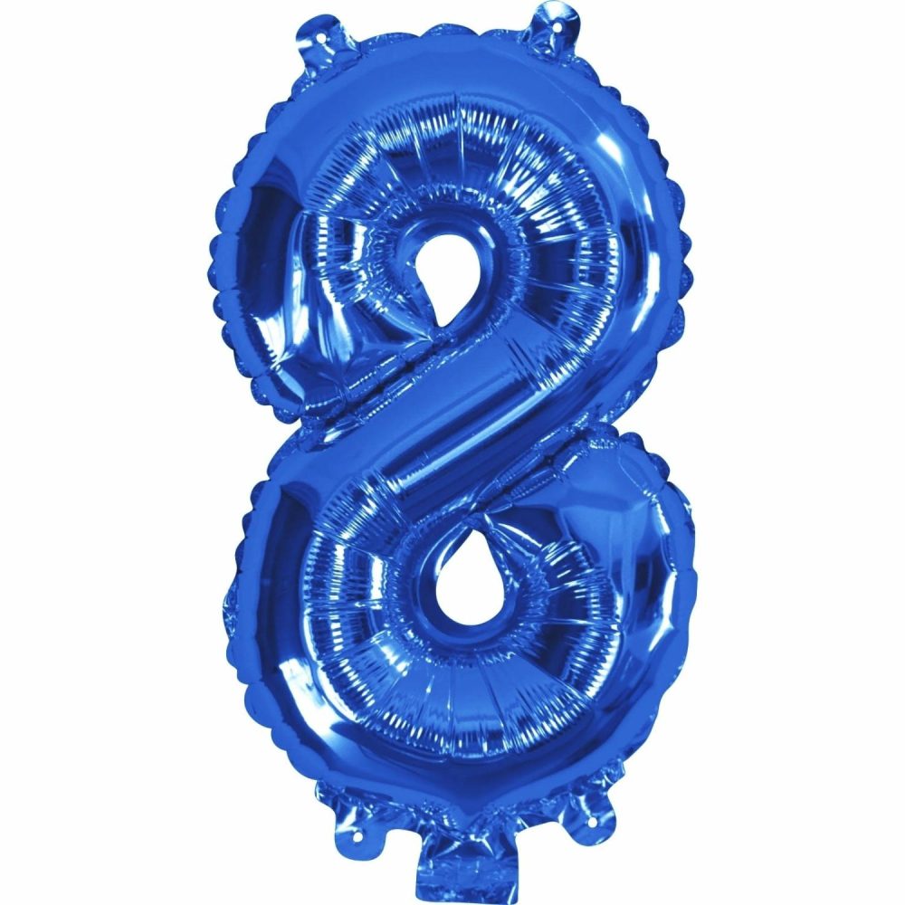 Letters & Numbers | Blue Number 8 Foil Air Fill Balloon 35Cm Balloons Letters & Numbers