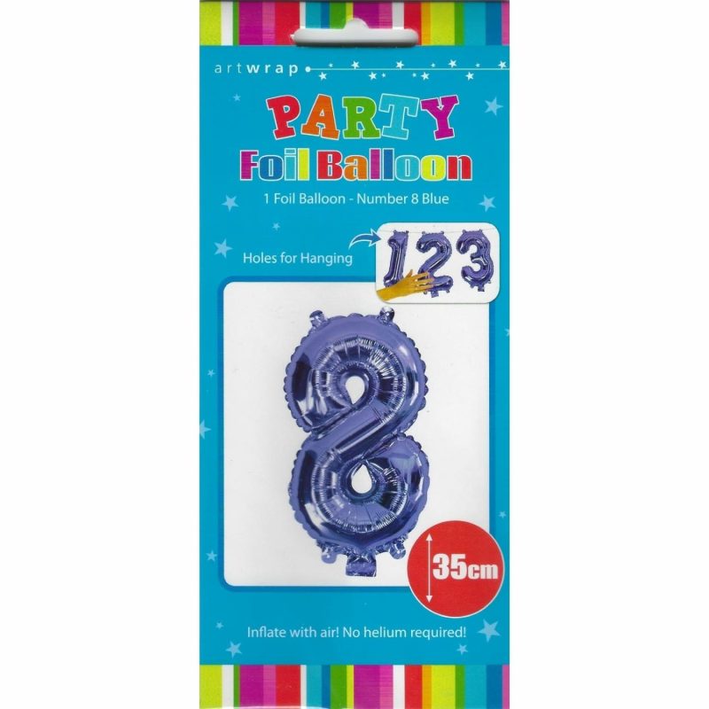 Letters & Numbers | Blue Number 8 Foil Air Fill Balloon 35Cm Balloons Letters & Numbers