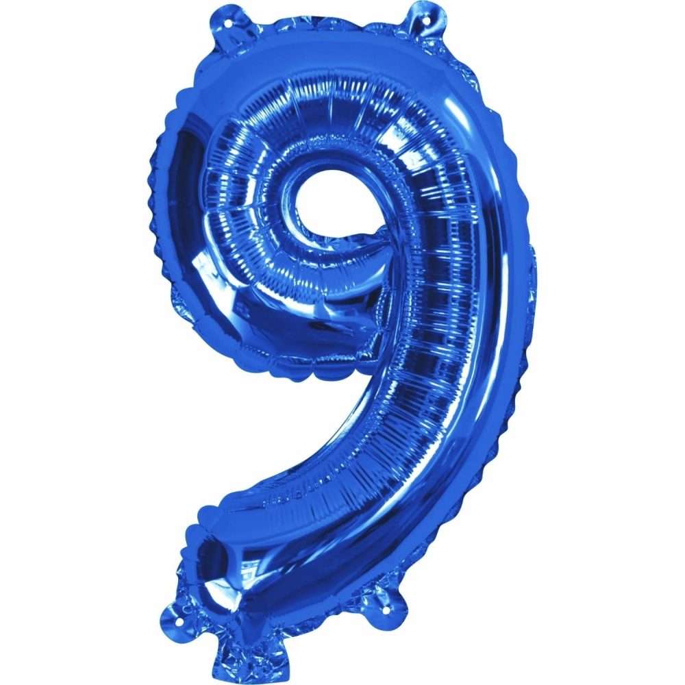 Letters & Numbers | Blue Number 9 Foil Air Fill Balloon 35Cm Balloons Letters & Numbers