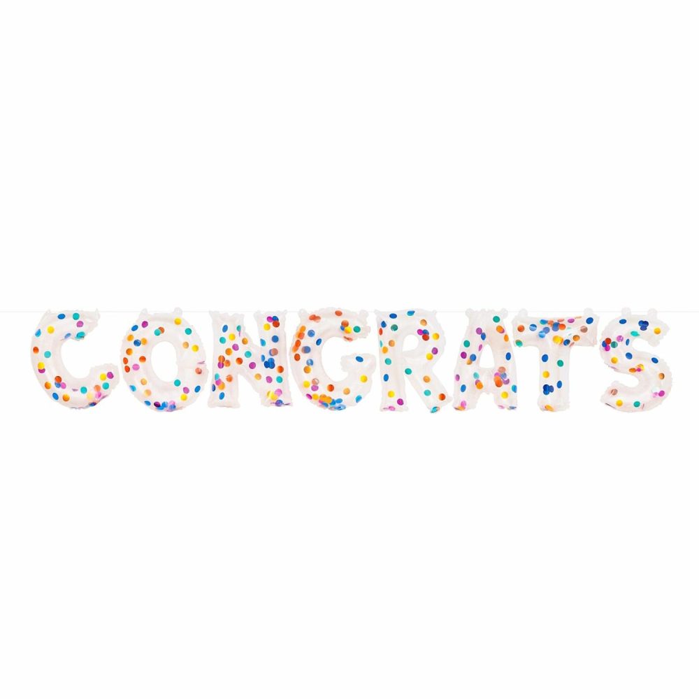 Letters & Numbers | Clear Congrats Air Fill Balloon Banner With Confetti Balloons Letters & Numbers