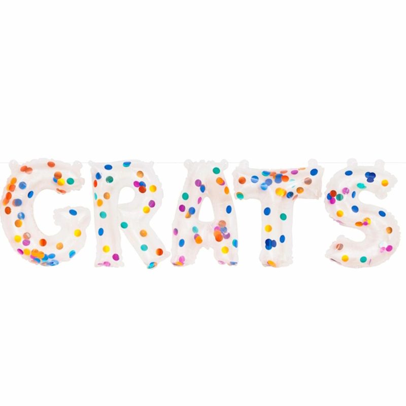 Letters & Numbers | Clear Congrats Air Fill Balloon Banner With Confetti Balloons Letters & Numbers