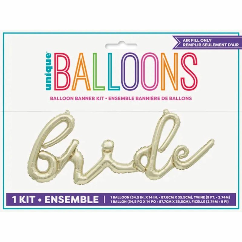 Letters & Numbers | Gold Bride Air Fill Foil Balloon Banner Balloons Letters & Numbers