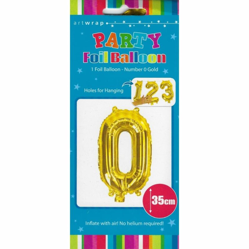 Letters & Numbers | Gold Number 0 Foil Air Fill Balloon 35Cm Balloons Letters & Numbers