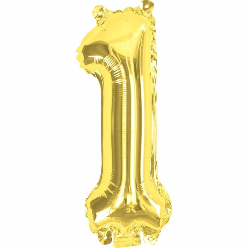 Letters & Numbers | Gold Number 1 Foil Air Fill Balloon 35Cm Balloons Letters & Numbers