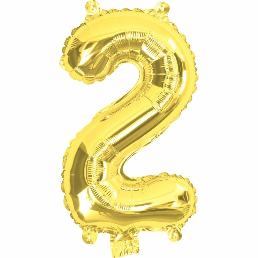 Letters & Numbers | Gold Number 2 Foil Air Fill Balloon 35Cm Balloons Letters & Numbers