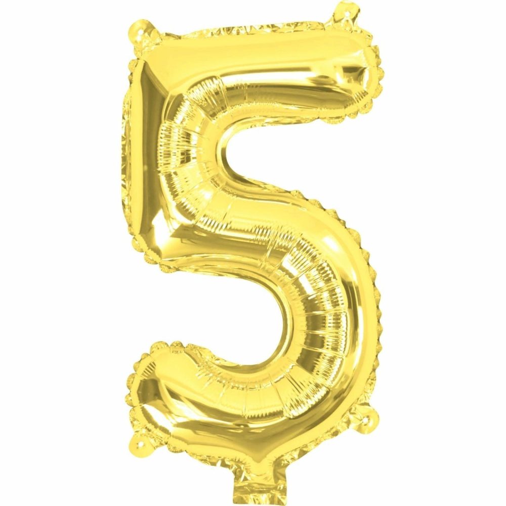 Letters & Numbers | Gold Number 5 Foil Air Fill Balloon 35Cm Balloons Letters & Numbers