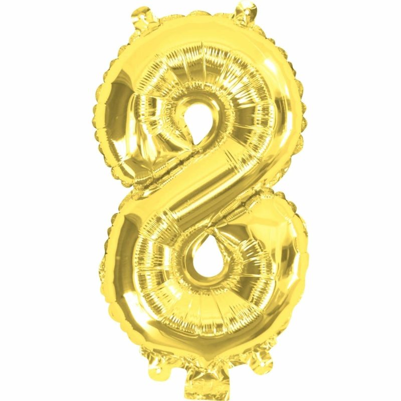 Letters & Numbers | Gold Number 8 Foil Air Fill Balloon 35Cm Balloons Letters & Numbers