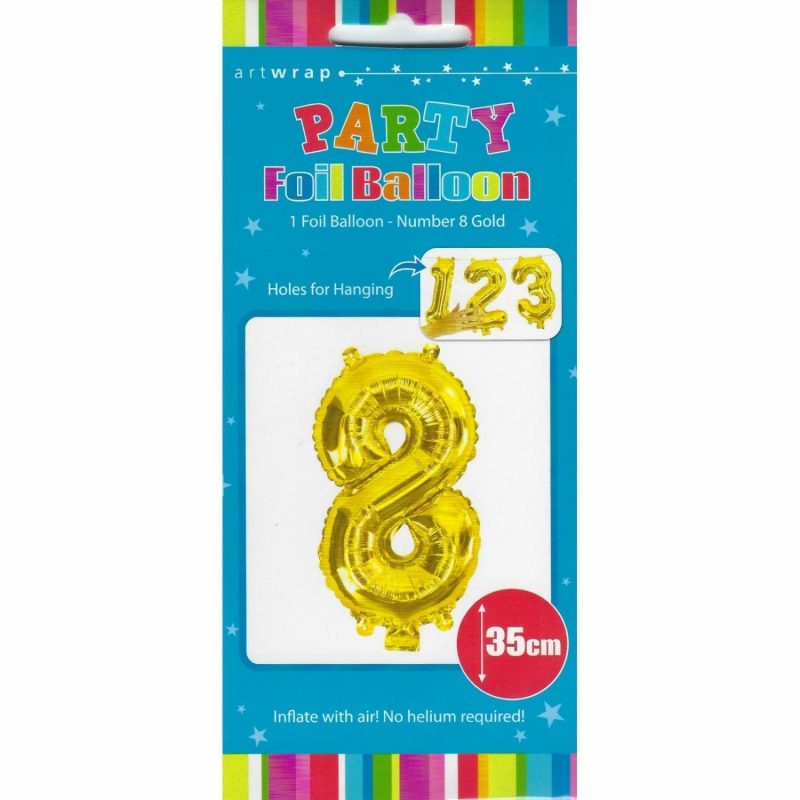 Letters & Numbers | Gold Number 8 Foil Air Fill Balloon 35Cm Balloons Letters & Numbers