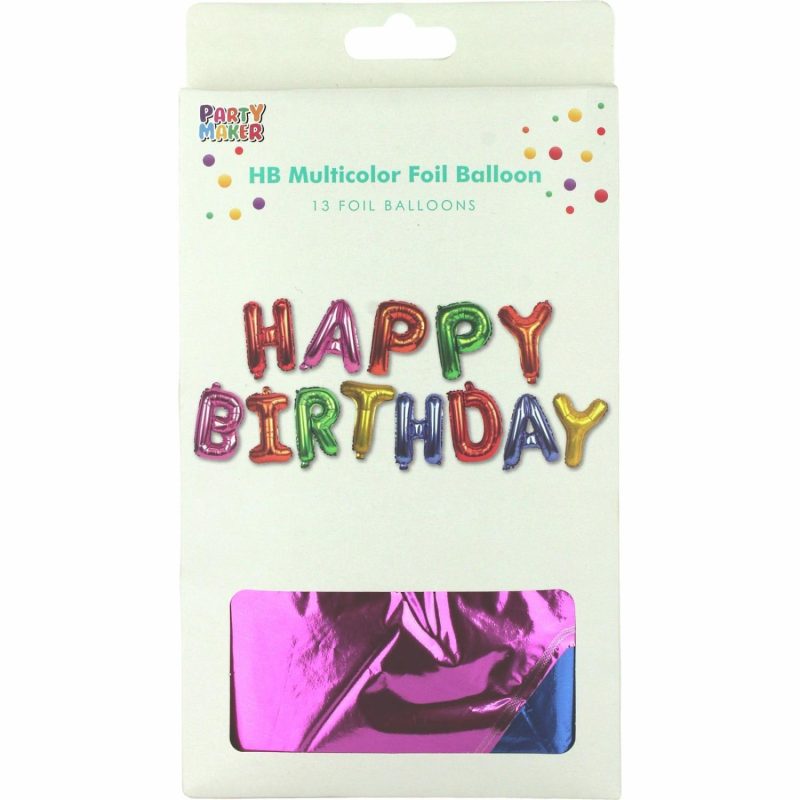 Letters & Numbers | Multi Coloured Happy Birthday Foil Letter Balloon Banner (Air Fill) Balloons Foil Balloons