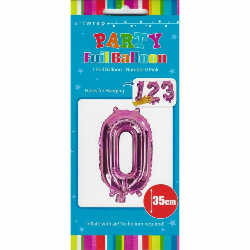 Letters & Numbers | Pink Number 0 Foil Air Fill Balloon 35Cm Balloons Letters & Numbers