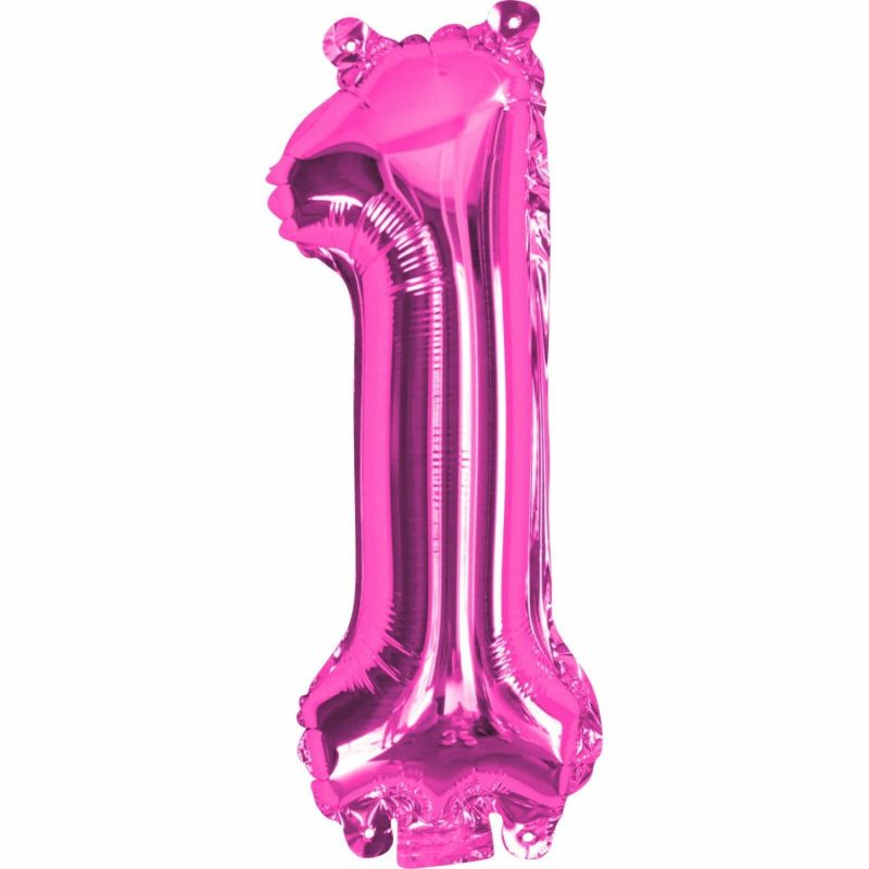 Letters & Numbers | Pink Number 1 Foil Air Fill Balloon 35Cm Balloons Letters & Numbers