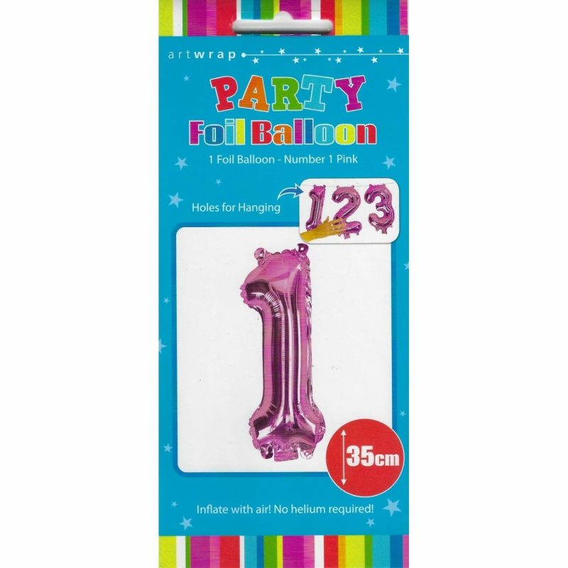 Letters & Numbers | Pink Number 1 Foil Air Fill Balloon 35Cm Balloons Letters & Numbers