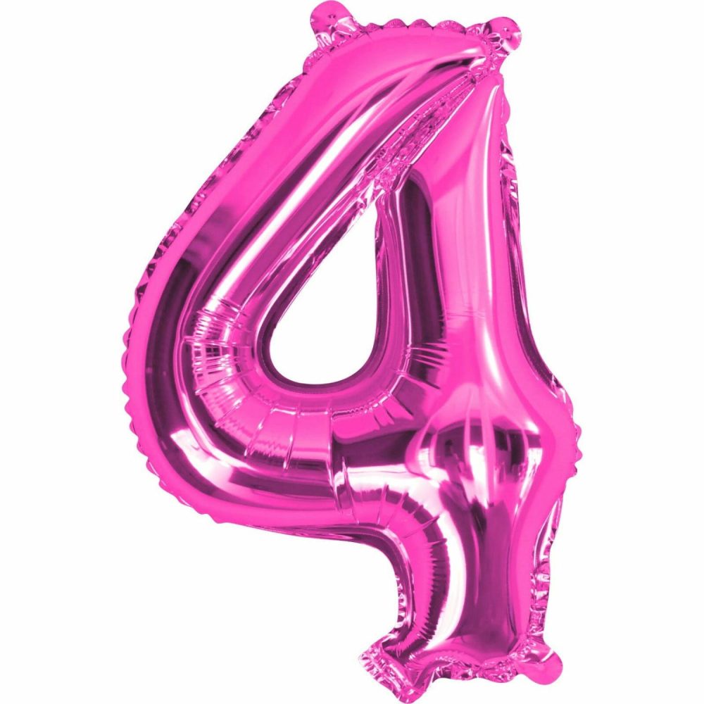 Letters & Numbers | Pink Number 4 Foil Air Fill Balloon 35Cm Balloons Letters & Numbers