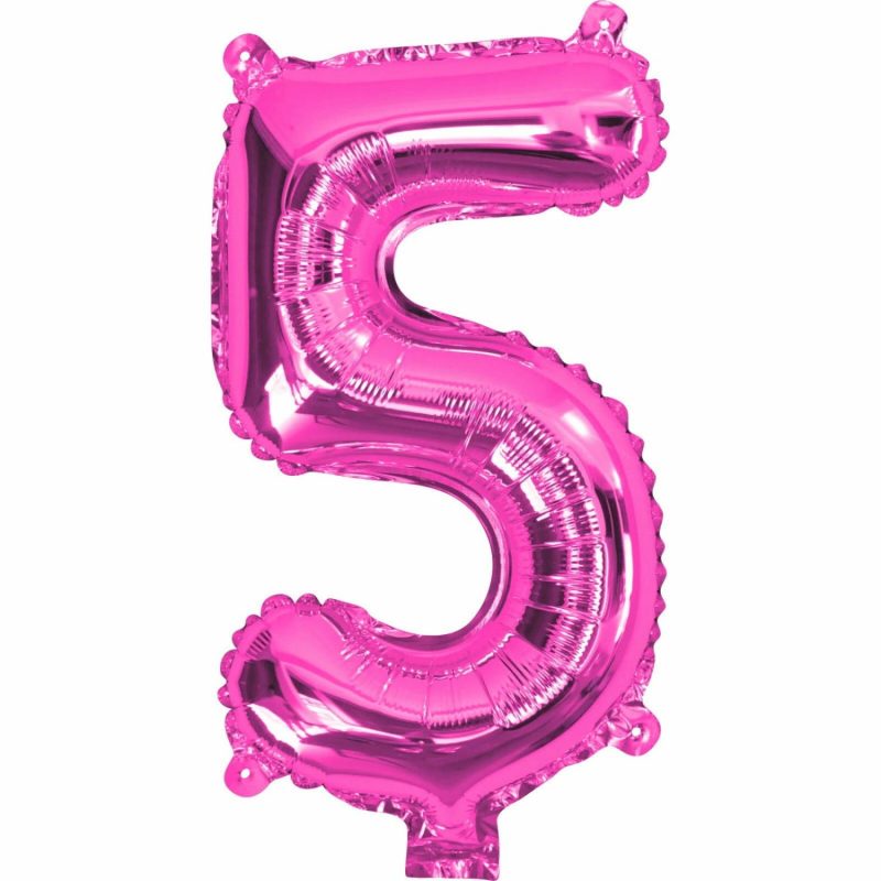 Letters & Numbers | Pink Number 5 Foil Air Fill Balloon 35Cm Balloons Letters & Numbers