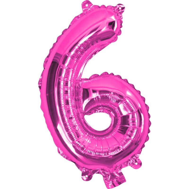 Letters & Numbers | Pink Number 6 Foil Air Fill Balloon 35Cm Balloons Letters & Numbers