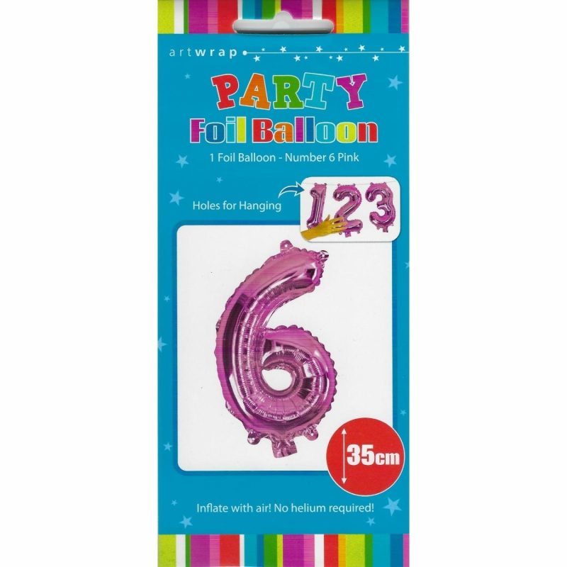 Letters & Numbers | Pink Number 6 Foil Air Fill Balloon 35Cm Balloons Letters & Numbers