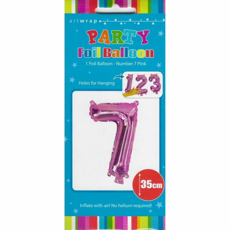 Letters & Numbers | Pink Number 7 Foil Air Fill Balloon 35Cm Balloons Letters & Numbers