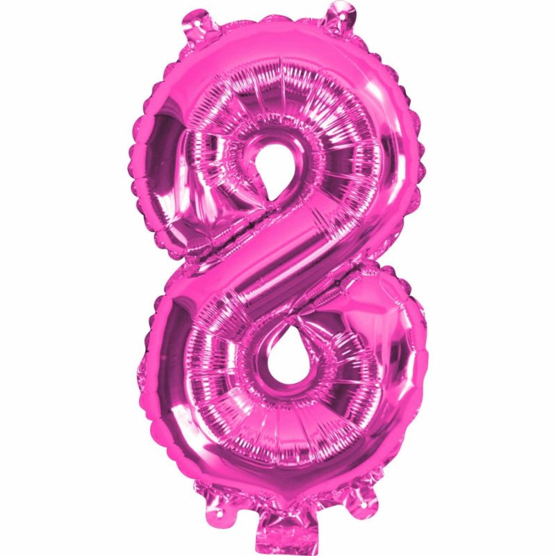 Letters & Numbers | Pink Number 8 Foil Air Fill Balloon 35Cm Balloons Letters & Numbers