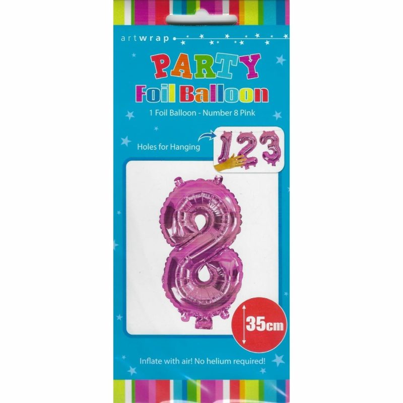 Letters & Numbers | Pink Number 8 Foil Air Fill Balloon 35Cm Balloons Letters & Numbers