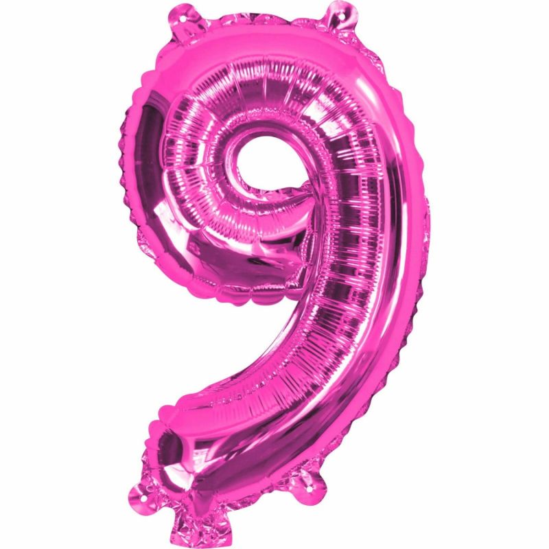 Letters & Numbers | Pink Number 9 Foil Air Fill Balloon 35Cm Balloons Letters & Numbers