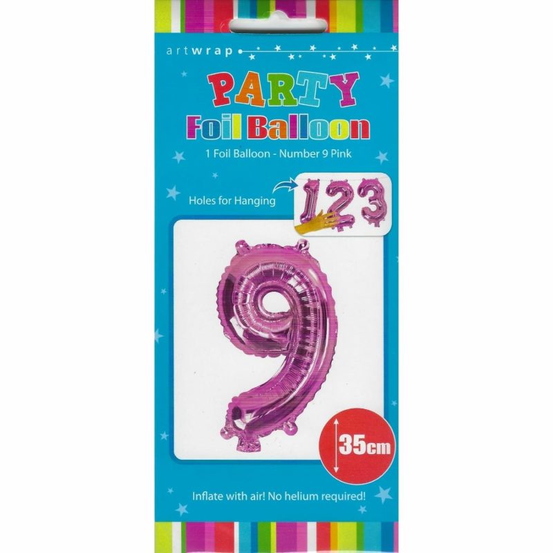 Letters & Numbers | Pink Number 9 Foil Air Fill Balloon 35Cm Balloons Letters & Numbers