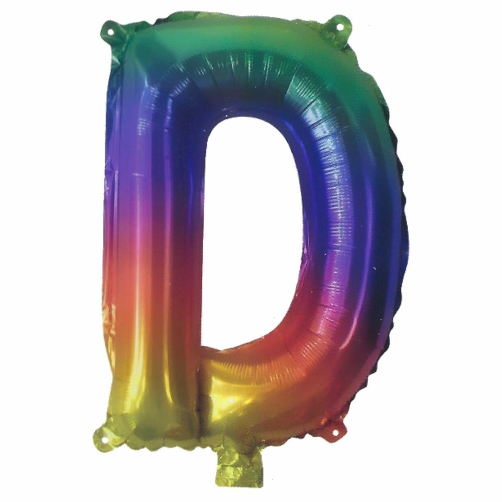 Letters & Numbers | Rainbow Letter D Balloon 35Cm Balloons Letters & Numbers