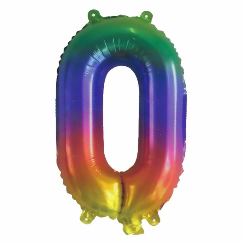 Letters & Numbers | Rainbow Number 0 Balloon 35Cm Balloons Letters & Numbers